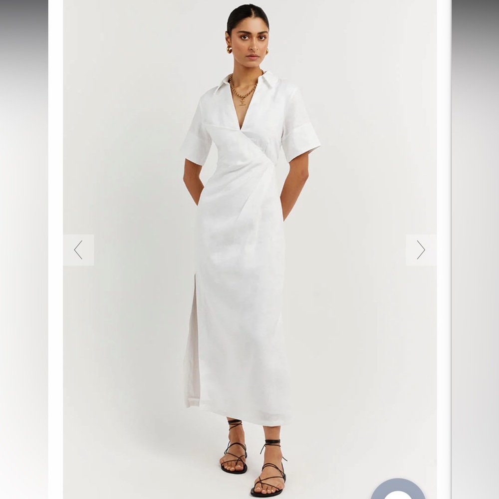 NWT DISSH Billie White Linen Midi Dress
